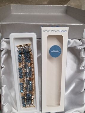 V-Moro Beaded Smart Watch Band in Blue and Gold
